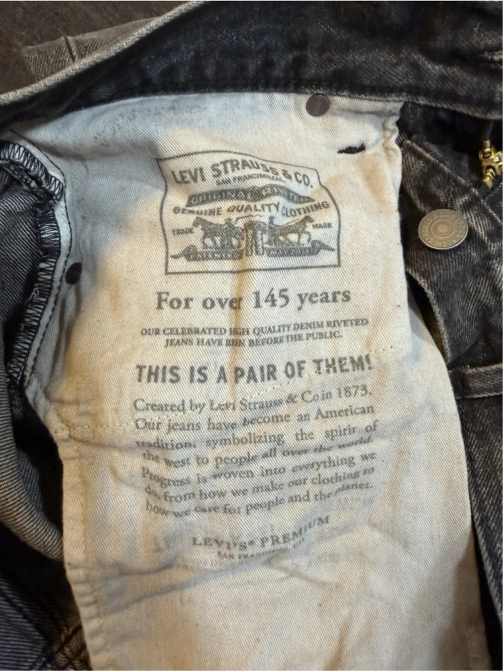 Levi's Premium Men's Gray Dark Wash Straight Regular Fit Denim Jeans 5-Pocket